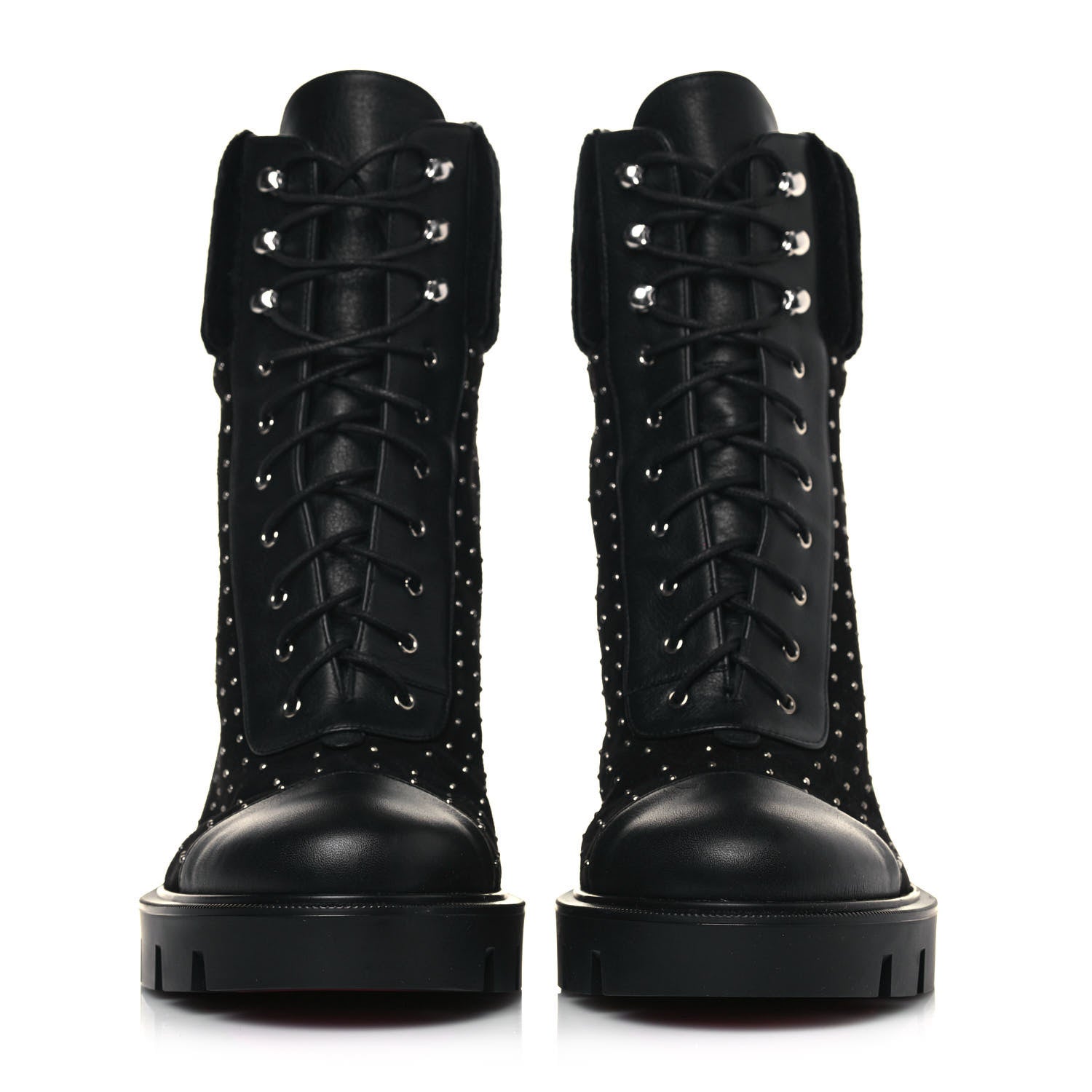 Christian Louboutin Dakita Calfskin 70 Studded Combat Boots 39.5 Black 2 of 9