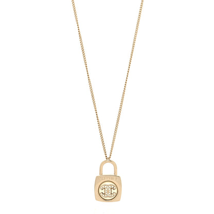 Chanel Crystal Pearl Lock CC Necklace Gold 1 of 5