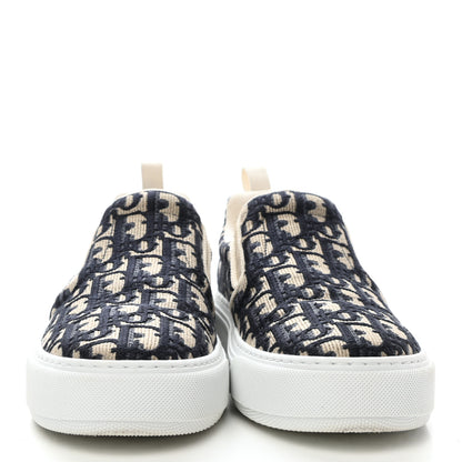 Christian Dior Canvas Oblique Embroidered Womens Solar Slip On Sneakers 38 Deep Blue 2 of 9