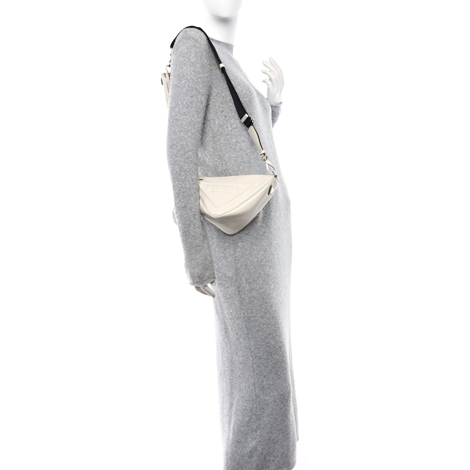 Prada Grace Lux Triangle Shoulder Bag White 2 of 10