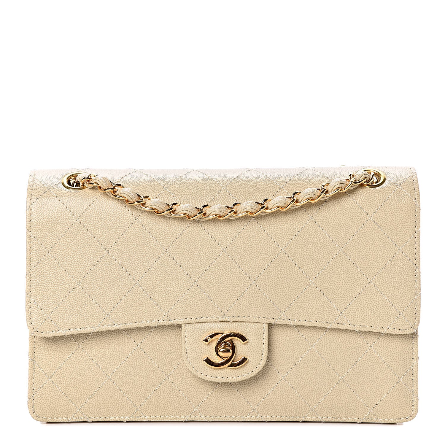 Chanel Caviar Stitch Medium Single Flap Beige Clair 1 of 15