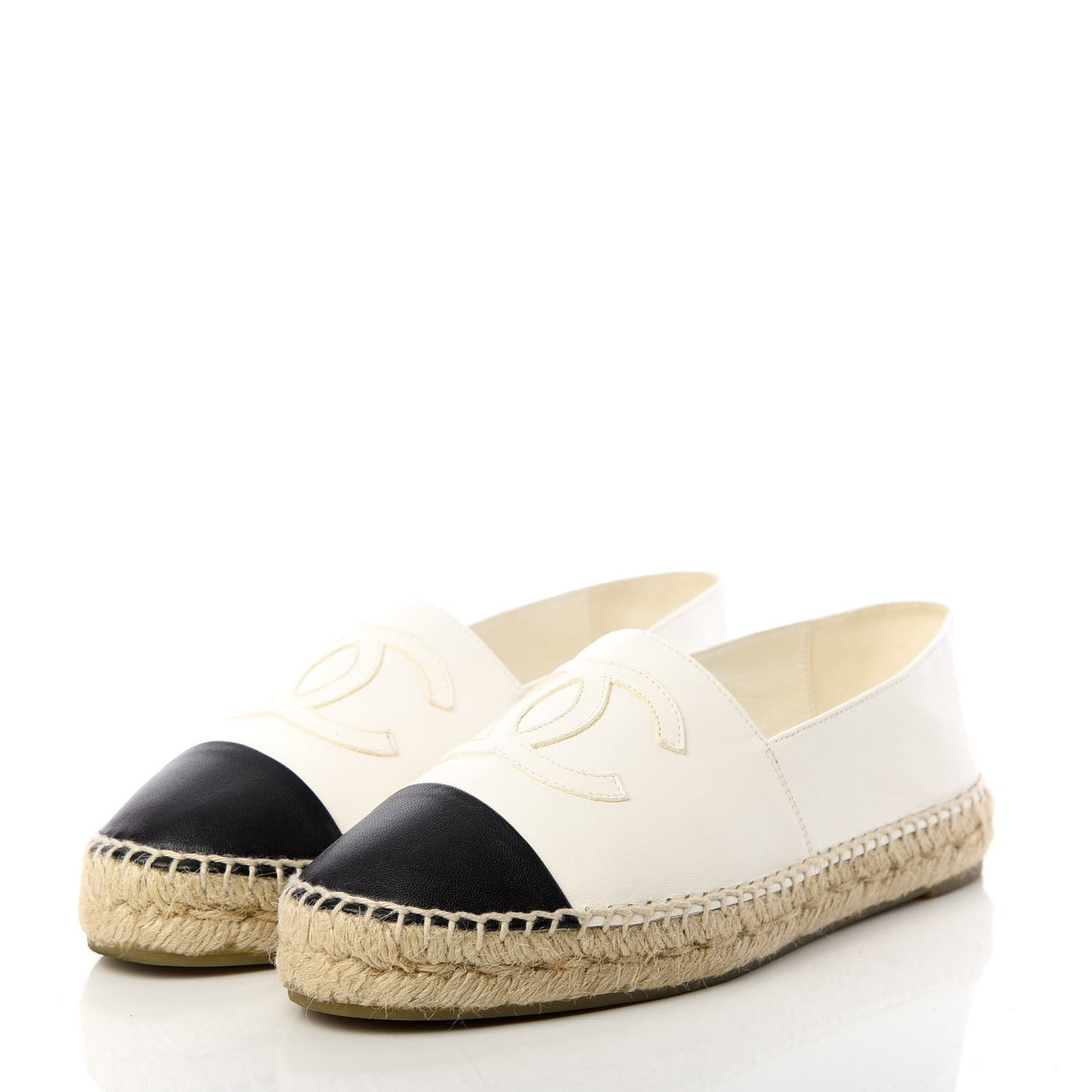 Lambskin CC Espadrilles 38 White Black