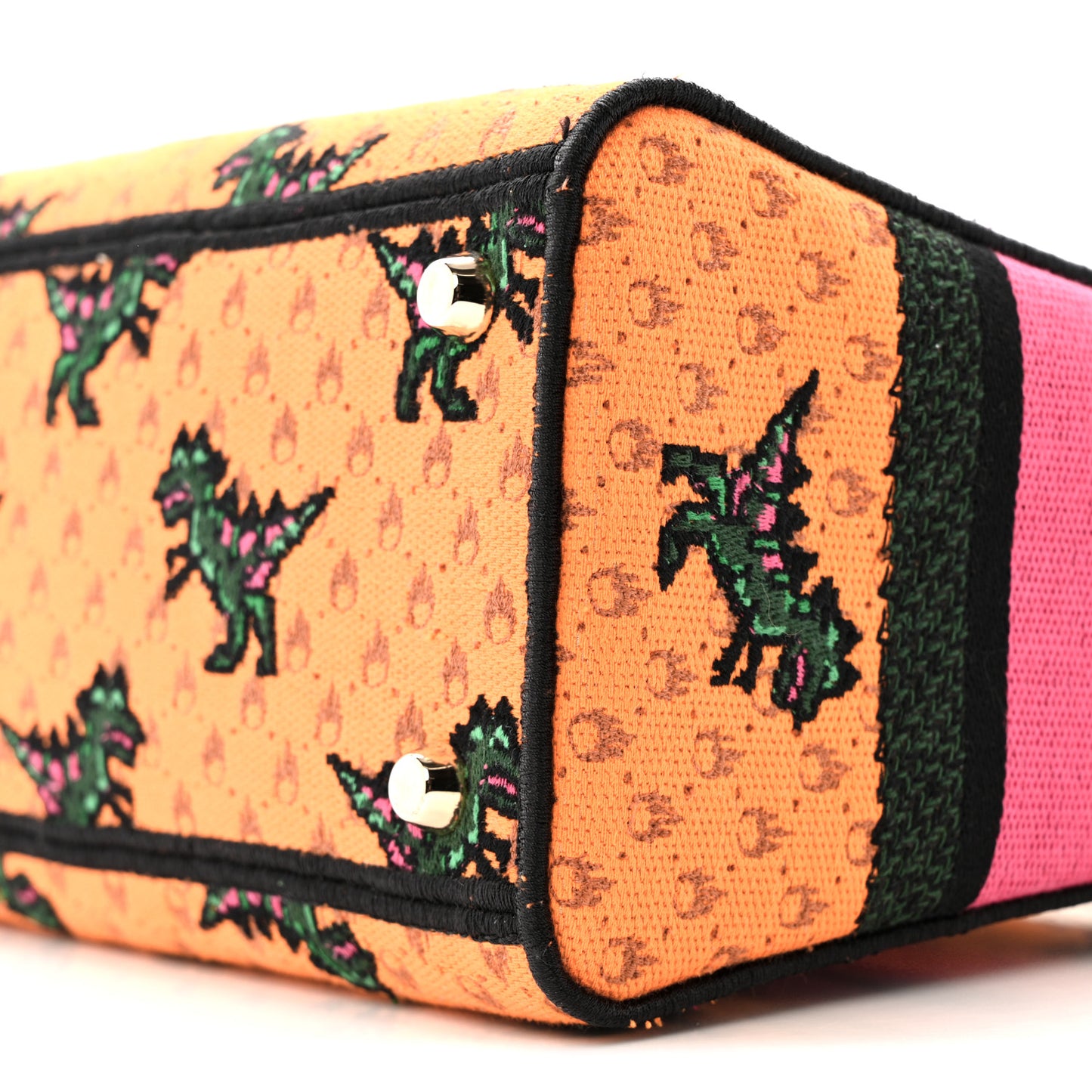 Canvas Embroidered Dino Medium Lady D-Lite Orange Multicolor