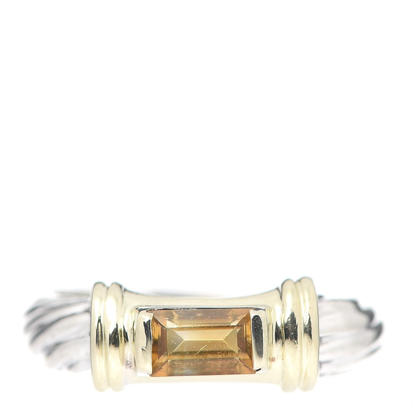 Sterling Silver 14K Yellow Gold Citrine Cable Ring 47 4