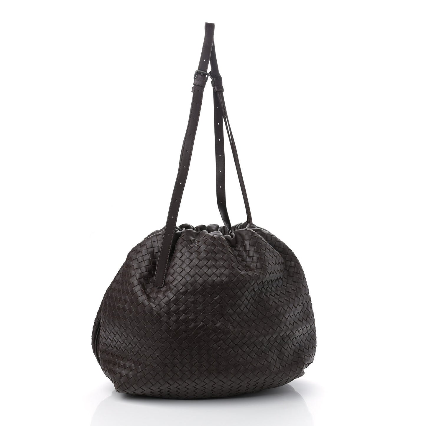 Nappa Intrecciato Drawstring Tote Ebano