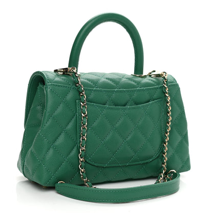 Chanel Caviar Quilted Mini Coco Handle Flap Green 3 of 10