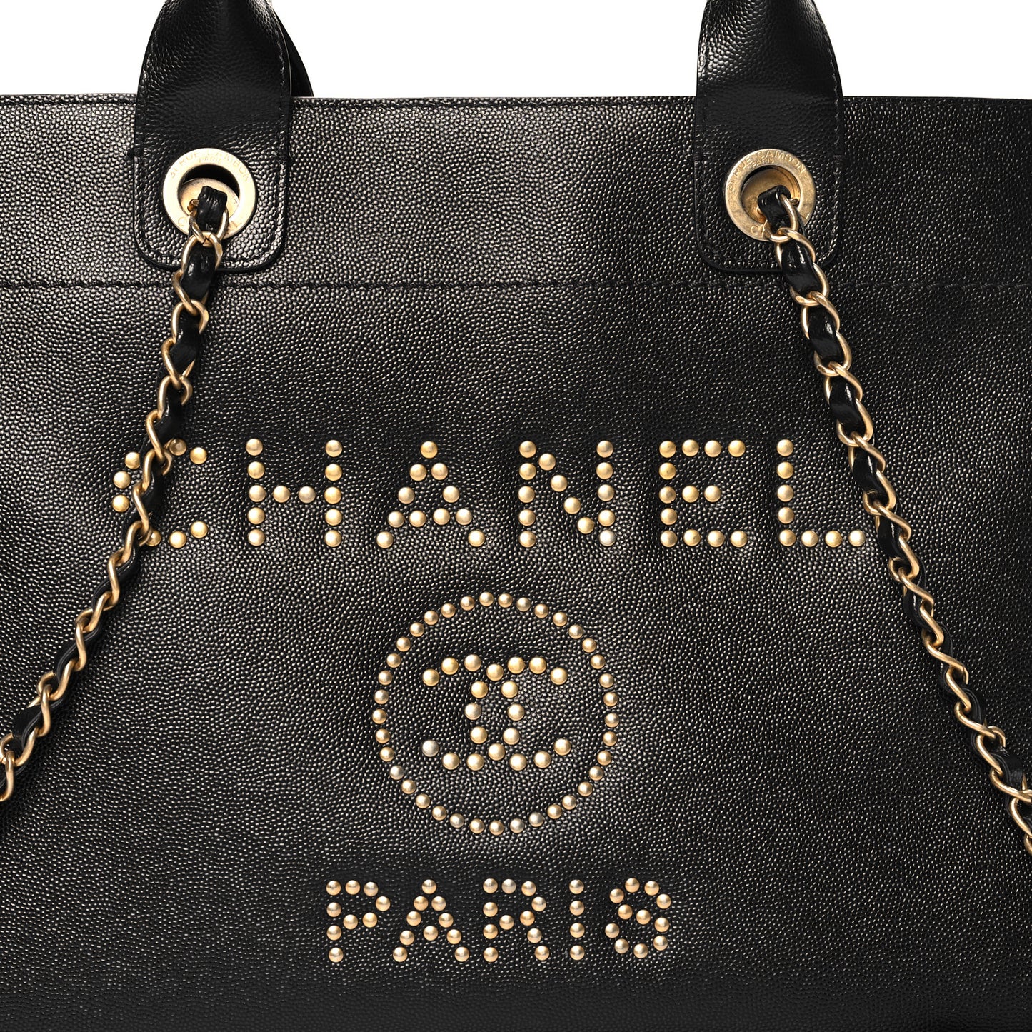 Caviar Small Studded Deauville Tote Black