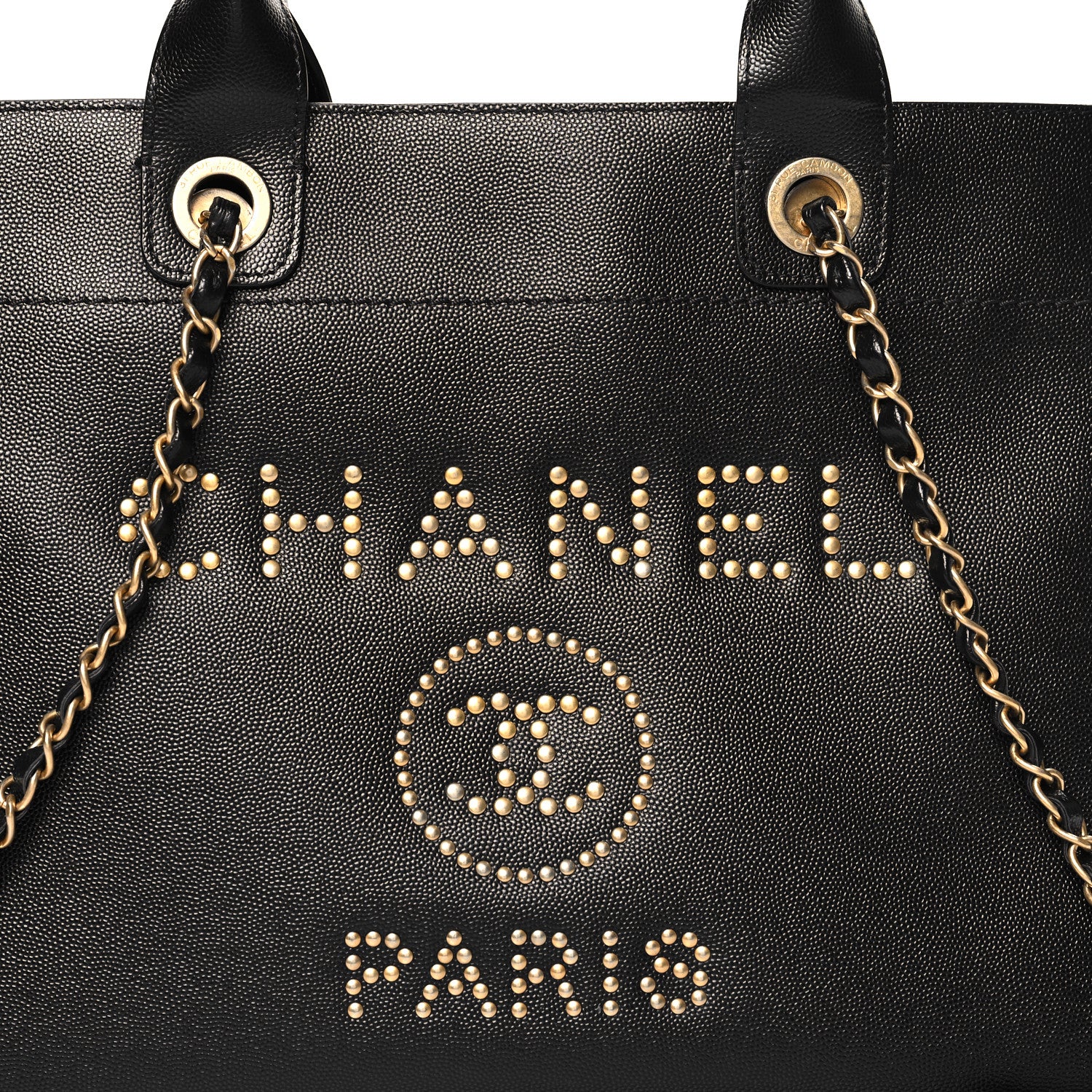 Chanel Caviar Small Studded Deauville Tote Black 8 of 10