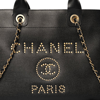 Chanel Caviar Small Studded Deauville Tote Black 8 of 10