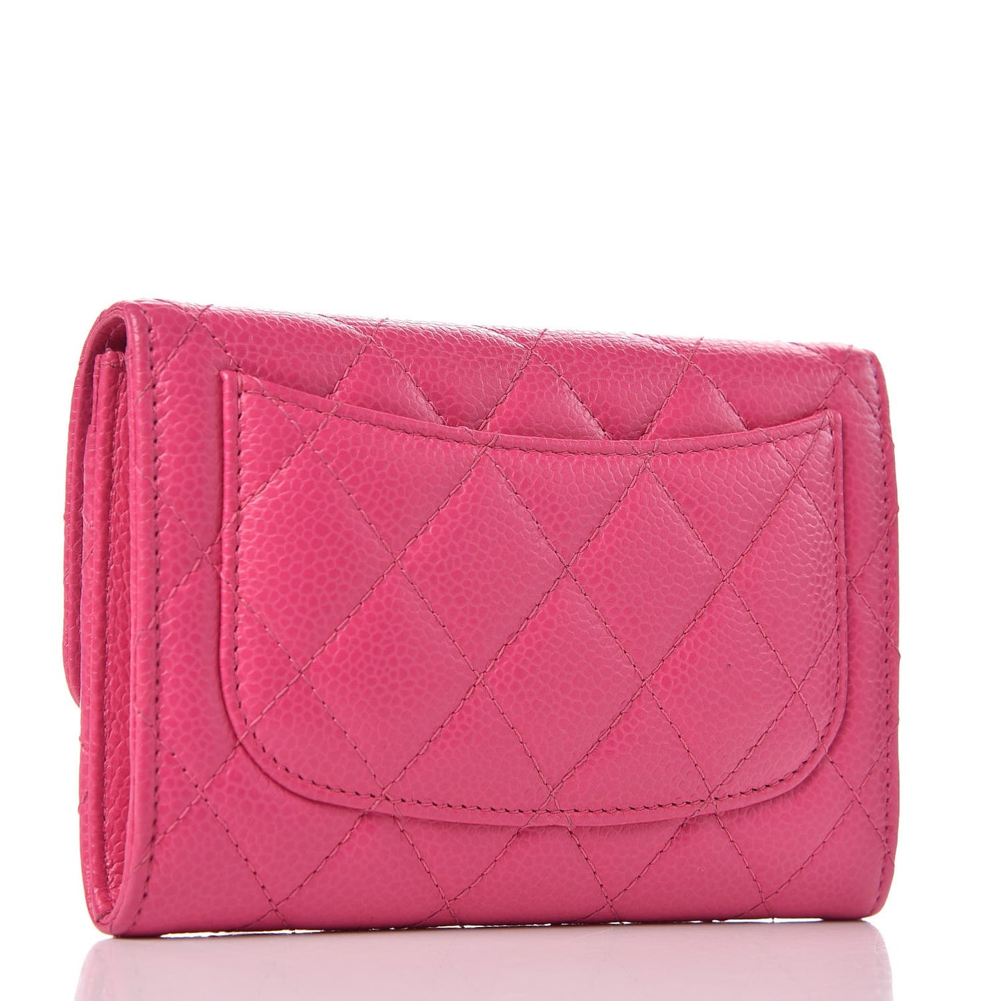 Caviar Quilted Small Flap Wallet Pink