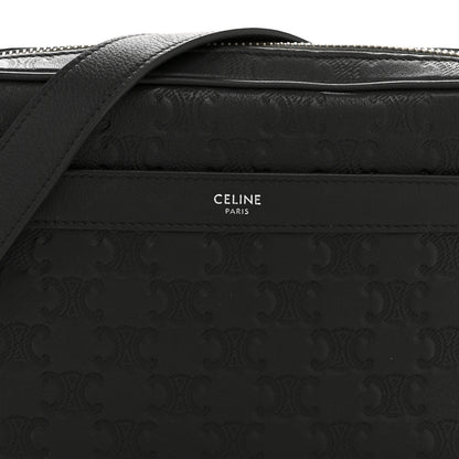 Celine Calfskin Triomphe Embossed Medium Messenger Bag Black 8 of 12