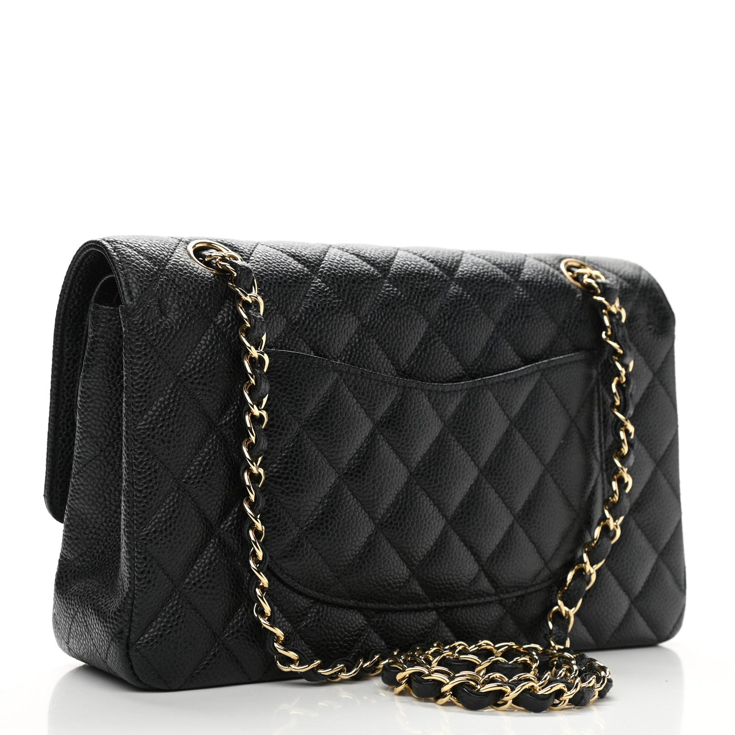 Caviar Quilted Medium Double Flap Black