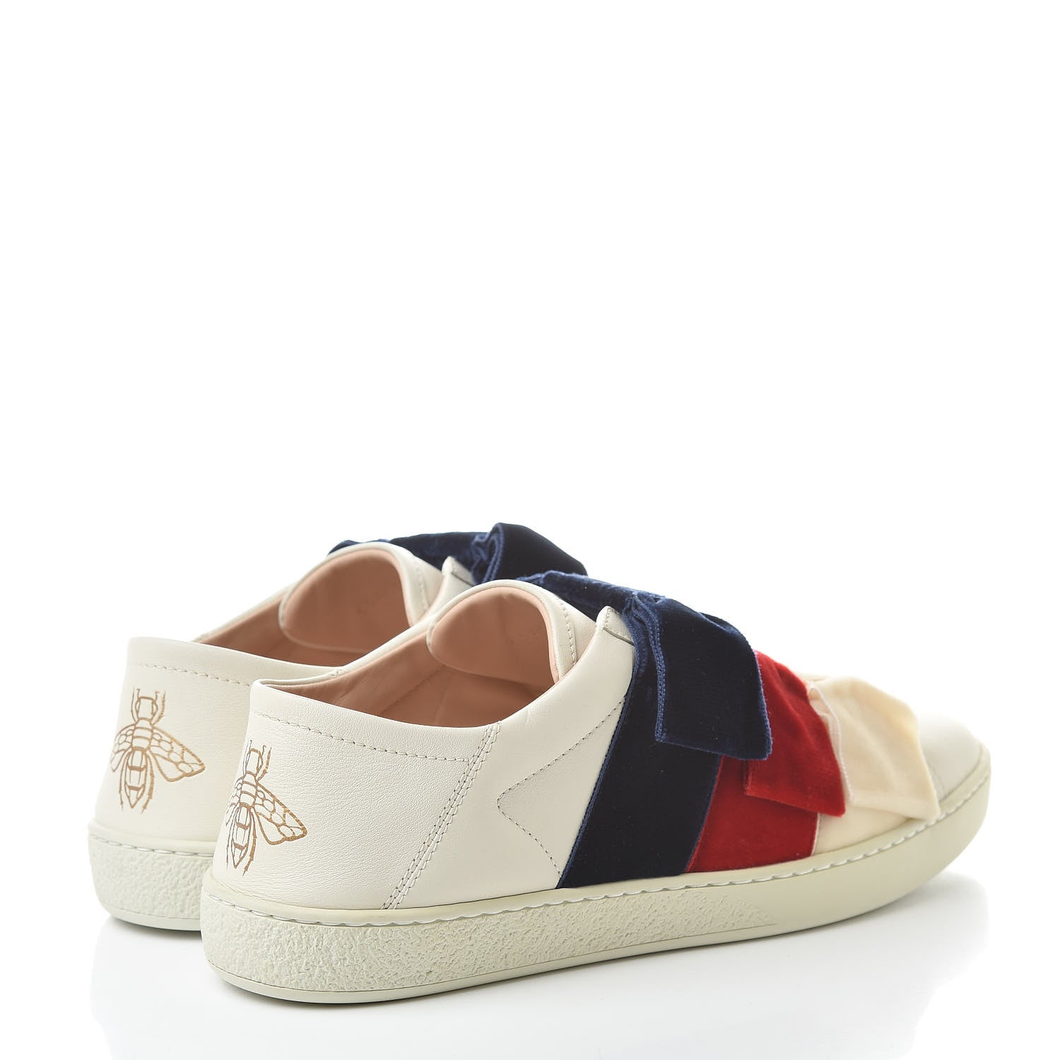 Gucci Calfskin Womens Velvet Bow Ace Sneakers 37.5 White 4 of 11