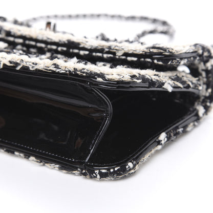 Chanel Tweed Patent Quilted Rectangular Flap Black White 8 of 11