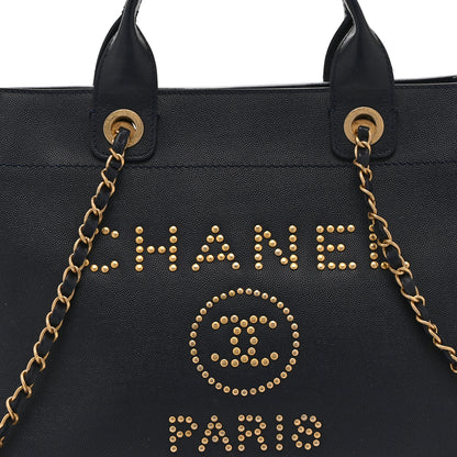 Chanel Caviar Small Studded Deauville Tote Navy 8 of 10