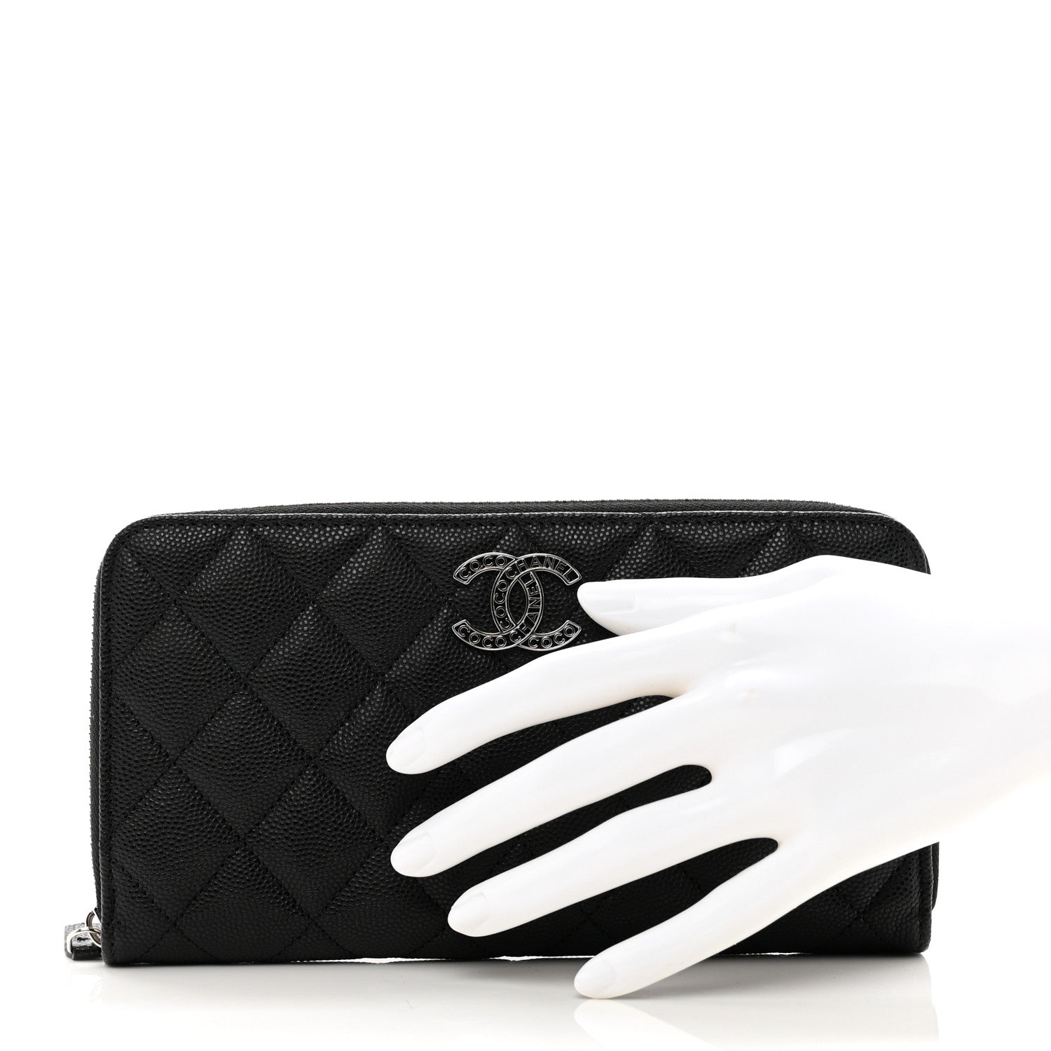 Chanel Caviar Quilted CC Logo Long Zipped Wallet Black 2 of 9