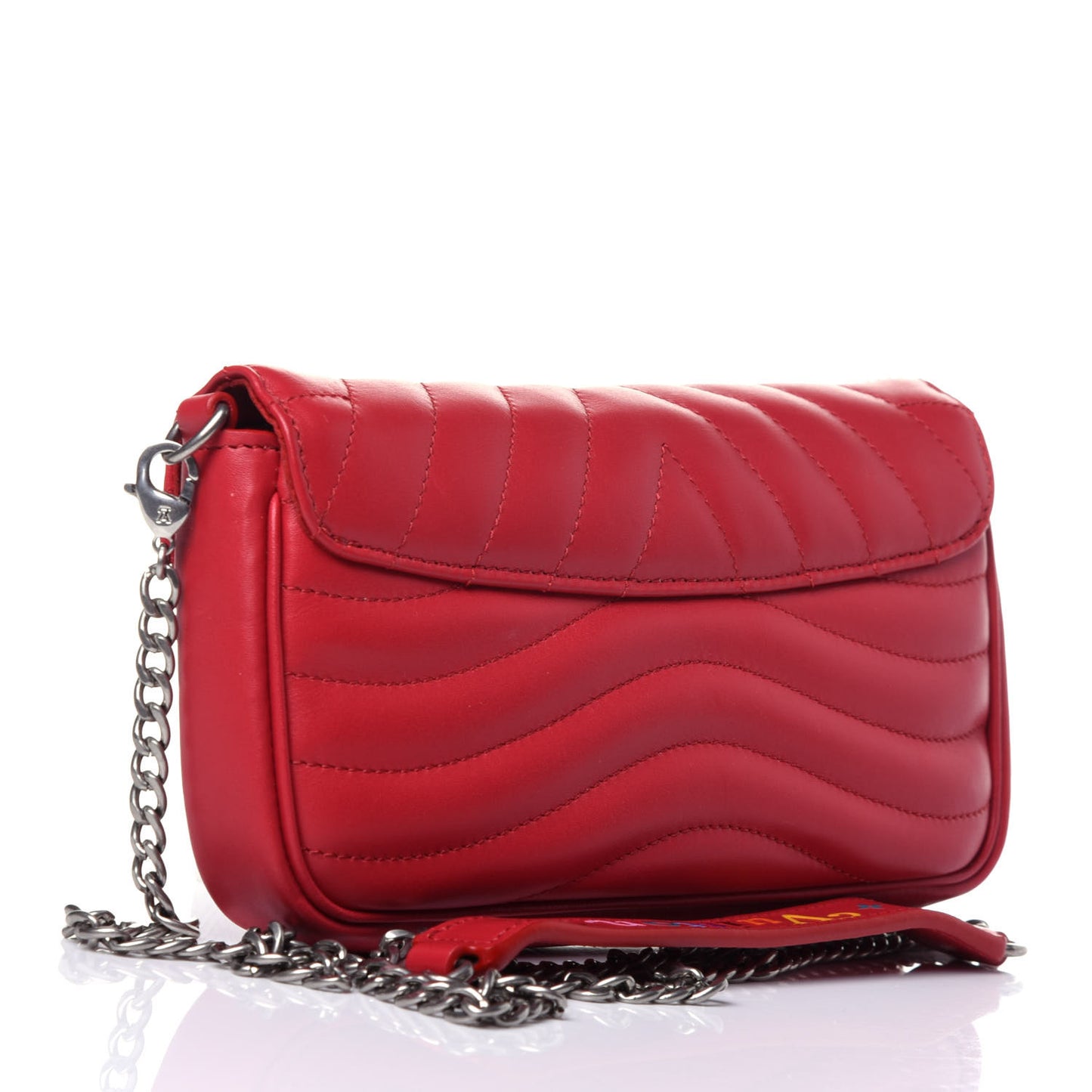 Calfskin New Wave Chain Pochette Scarlet