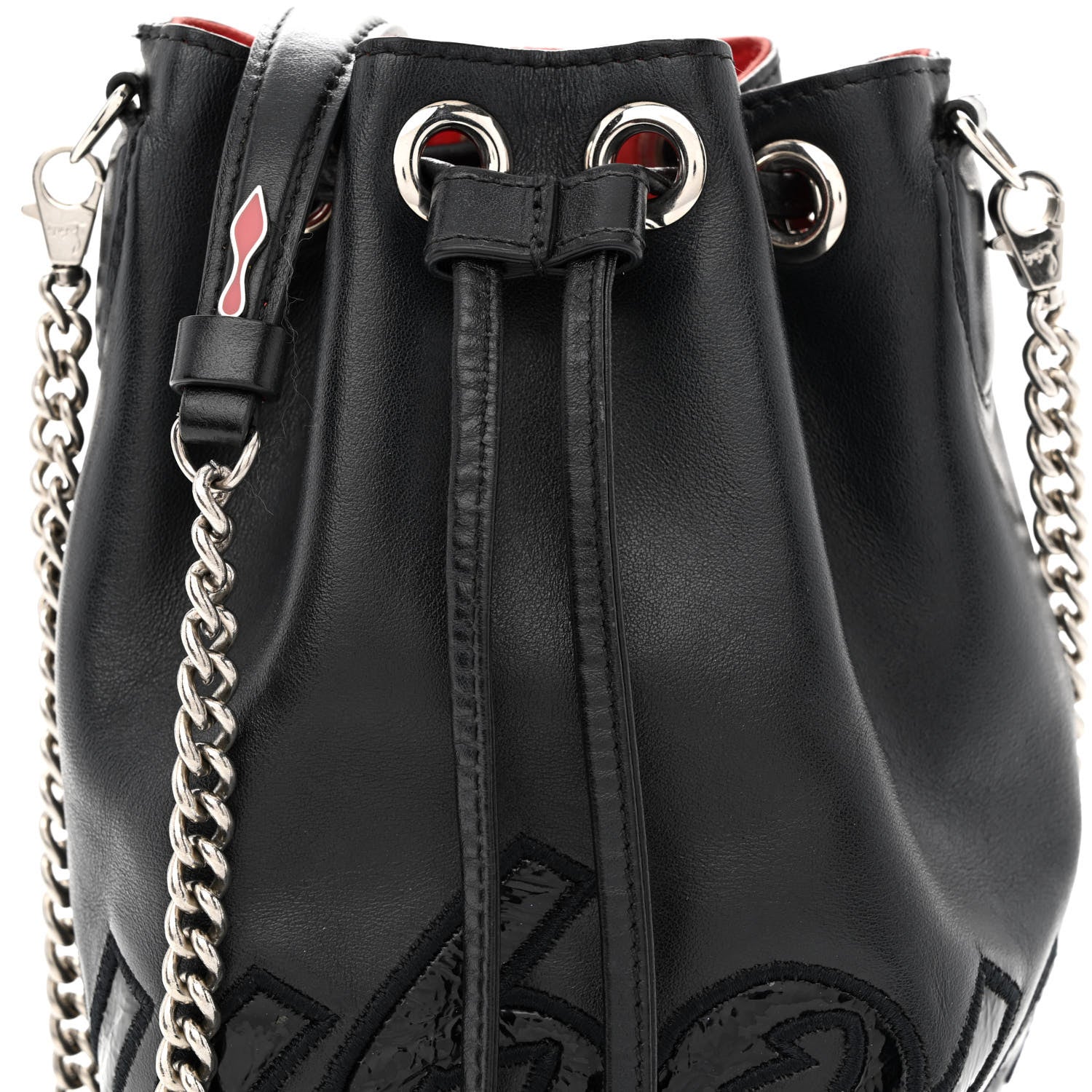 Christian Louboutin Calfskin Sequin Marie Jane Bucket Black 7 of 13