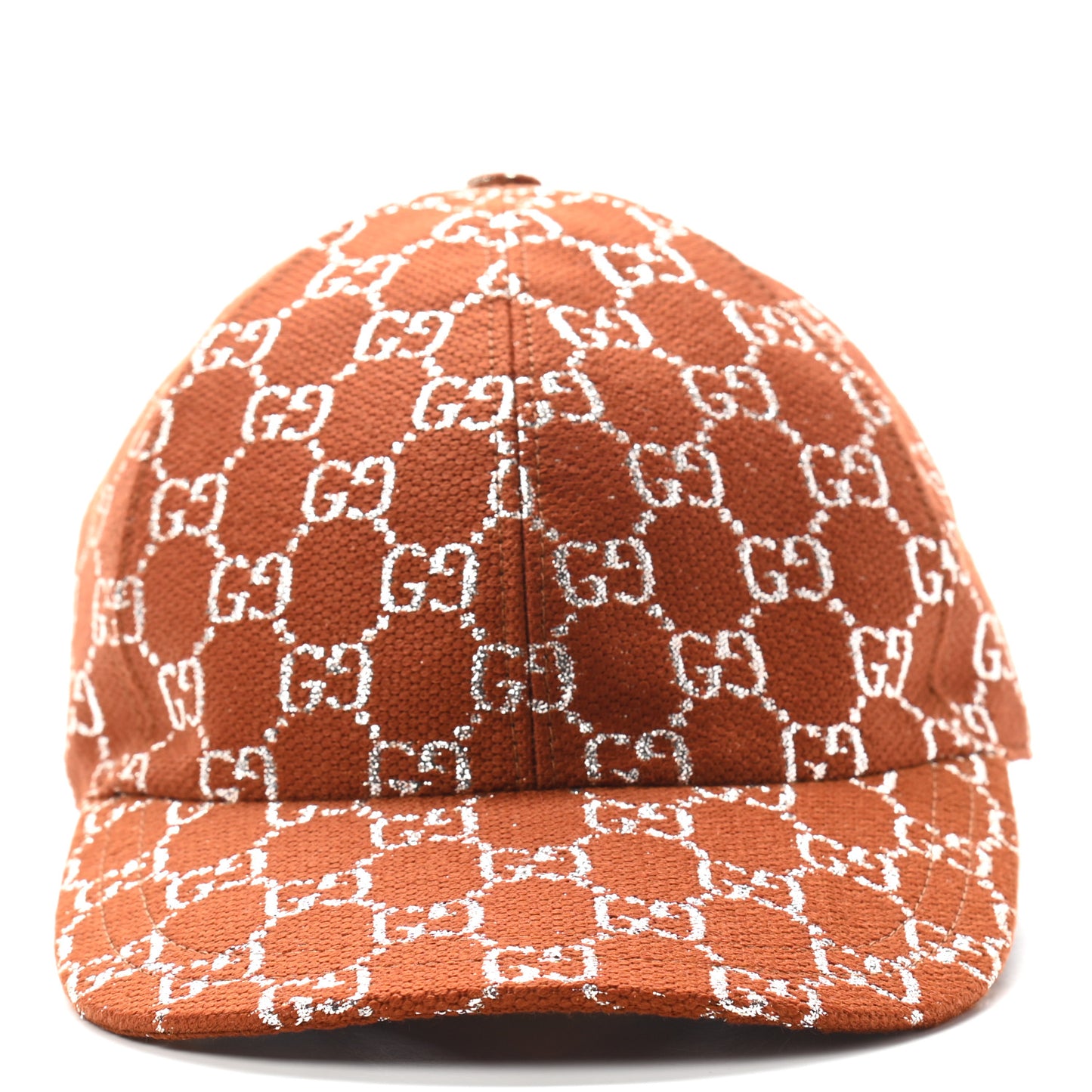 Canvas Lame GG Monogram Rush Baseball Hat M Burnt Orange Silver