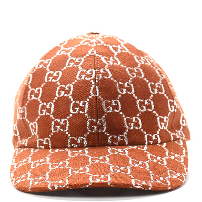 Gucci Canvas Lame GG Monogram Rush Baseball Hat M Burnt Orange Silver 4 of 8