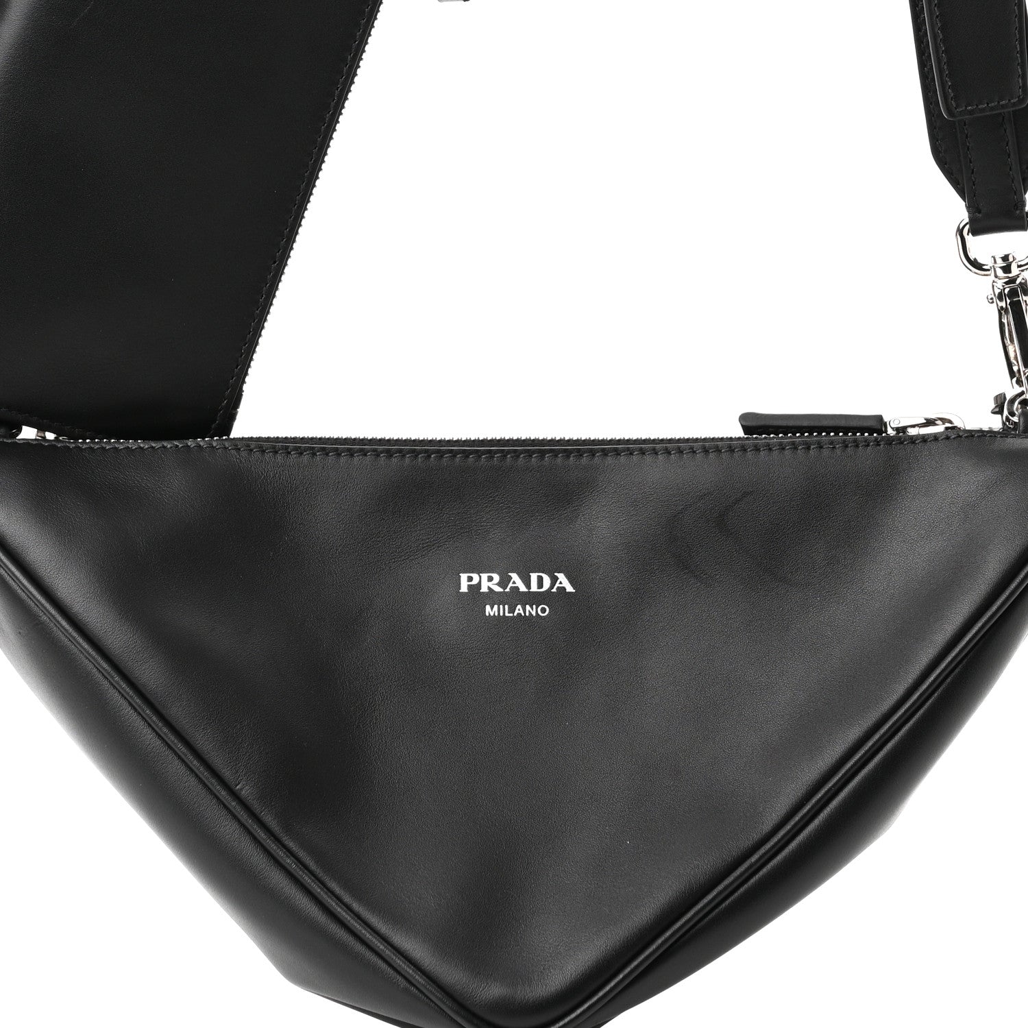 Prada Vitello Saffiano Cuir Double Triangle Shoulder Bag Black 8 of 10