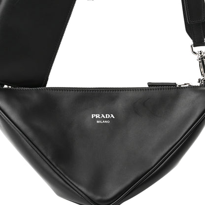 Prada Vitello Saffiano Cuir Double Triangle Shoulder Bag Black 8 of 10