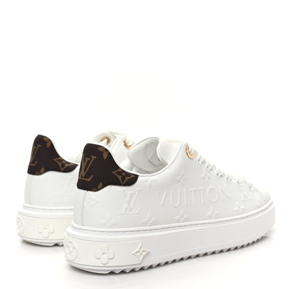 Louis Vuitton Lambskin Embossed Monogram Time Out Sneakers 39 White 4 of 8