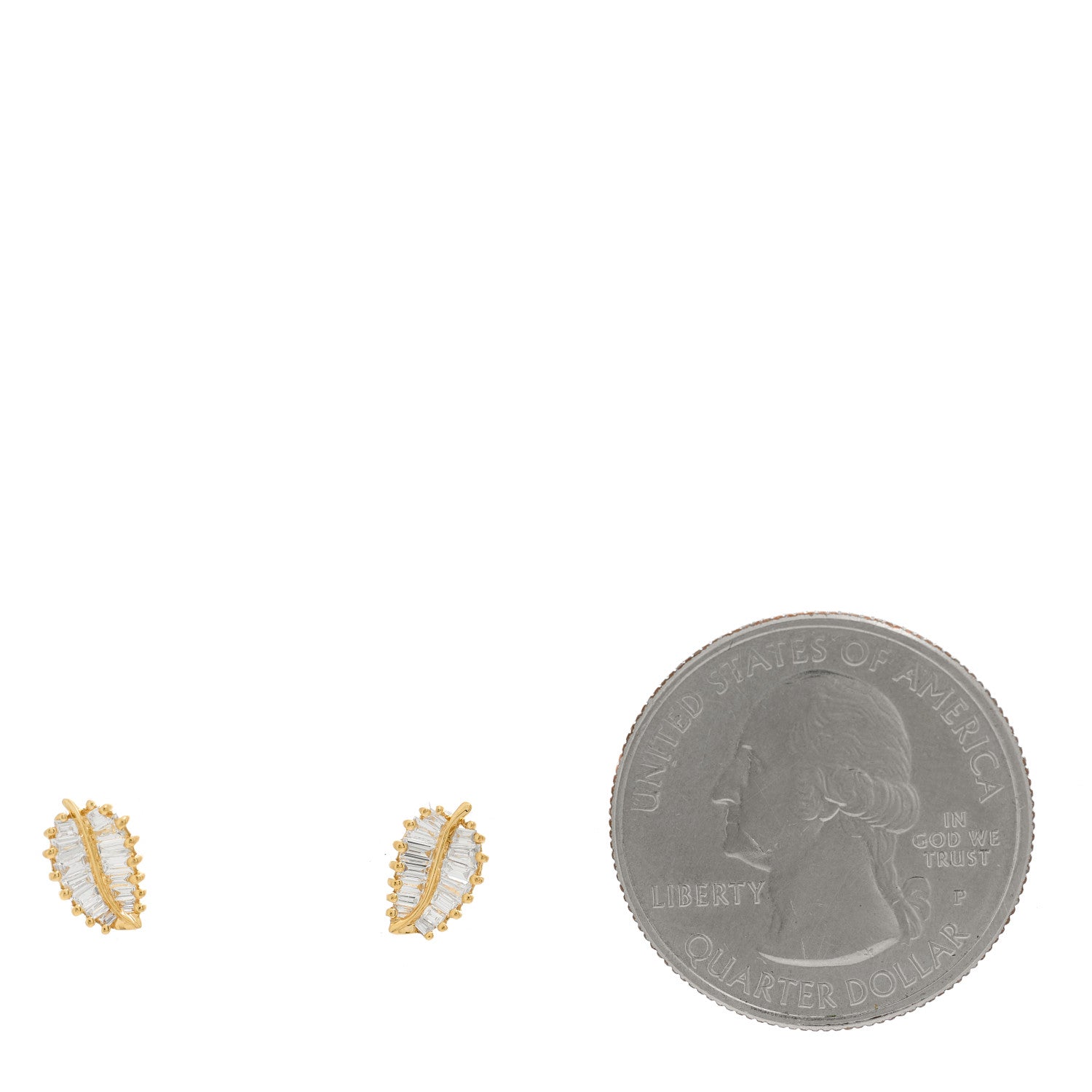 Anita Ko 18K Yellow Gold Diamond Small Palm Leaf Earrings 2 of 4