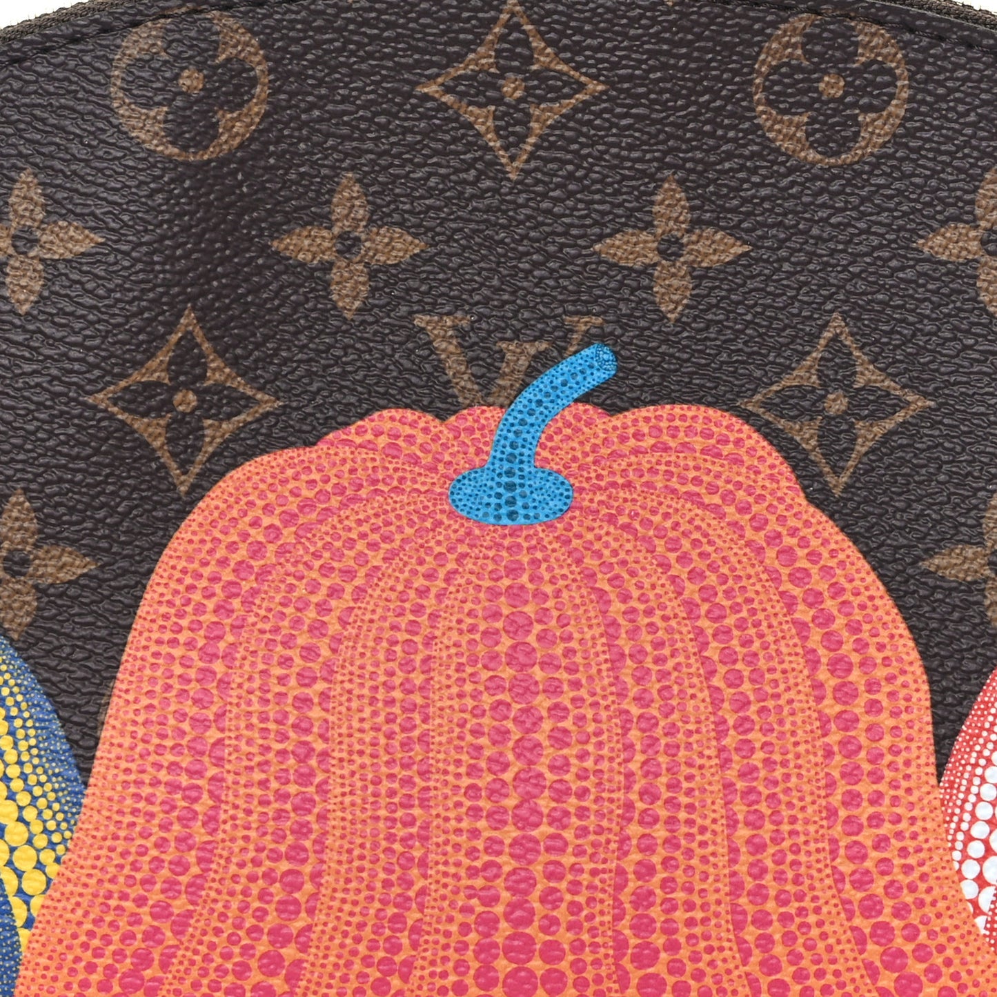 LV X YK Monogram Printed Kusama Pumpkin Cosmetic Pouch