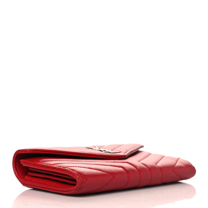 Saint Laurent Lambskin Y Quilt Monogram Large Loulou Flap Wallet Rouge Eros 5 of 11