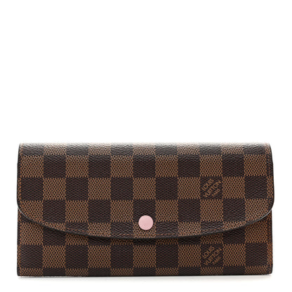 Louis Vuitton Damier Ebene Emilie Wallet Rose Ballerine 1 of 7