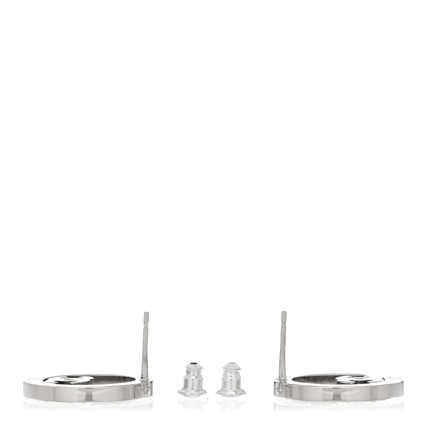 Crystal CC Round Earrings Silver