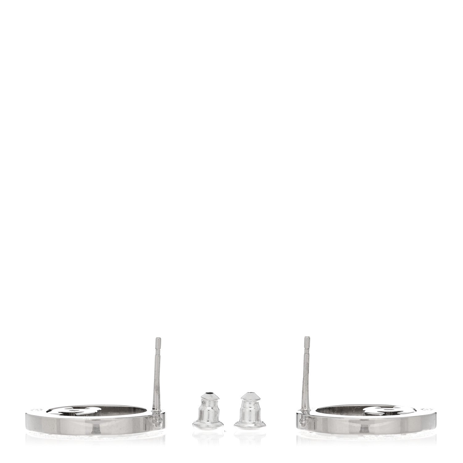 Chanel Crystal CC Round Earrings Silver 3 of 5