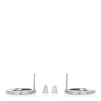 Chanel Crystal CC Round Earrings Silver 3 of 5