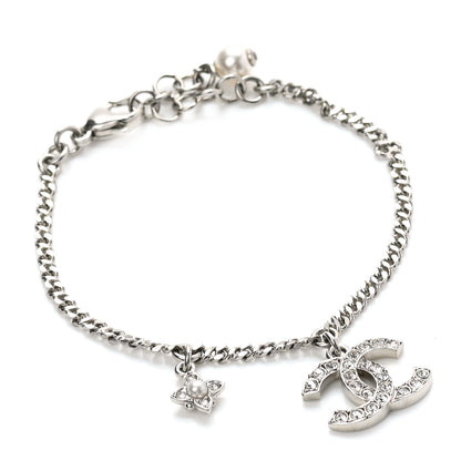 Chanel Crystal Pearl CC Bracelet Silver 1 of 5