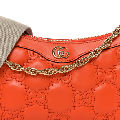 Gucci Calfskin GG Matelasse Chain Handbag Deep Orange Natural 8 of 10