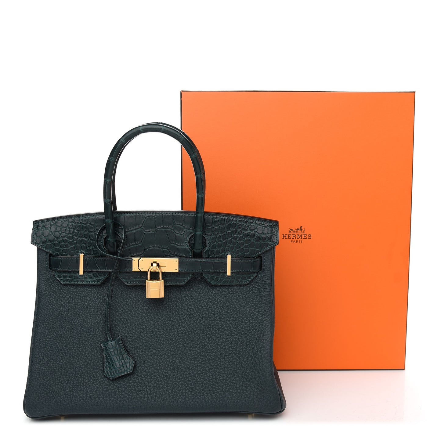 Togo Matte Alligator Birkin Touch 30 Vert Cypress