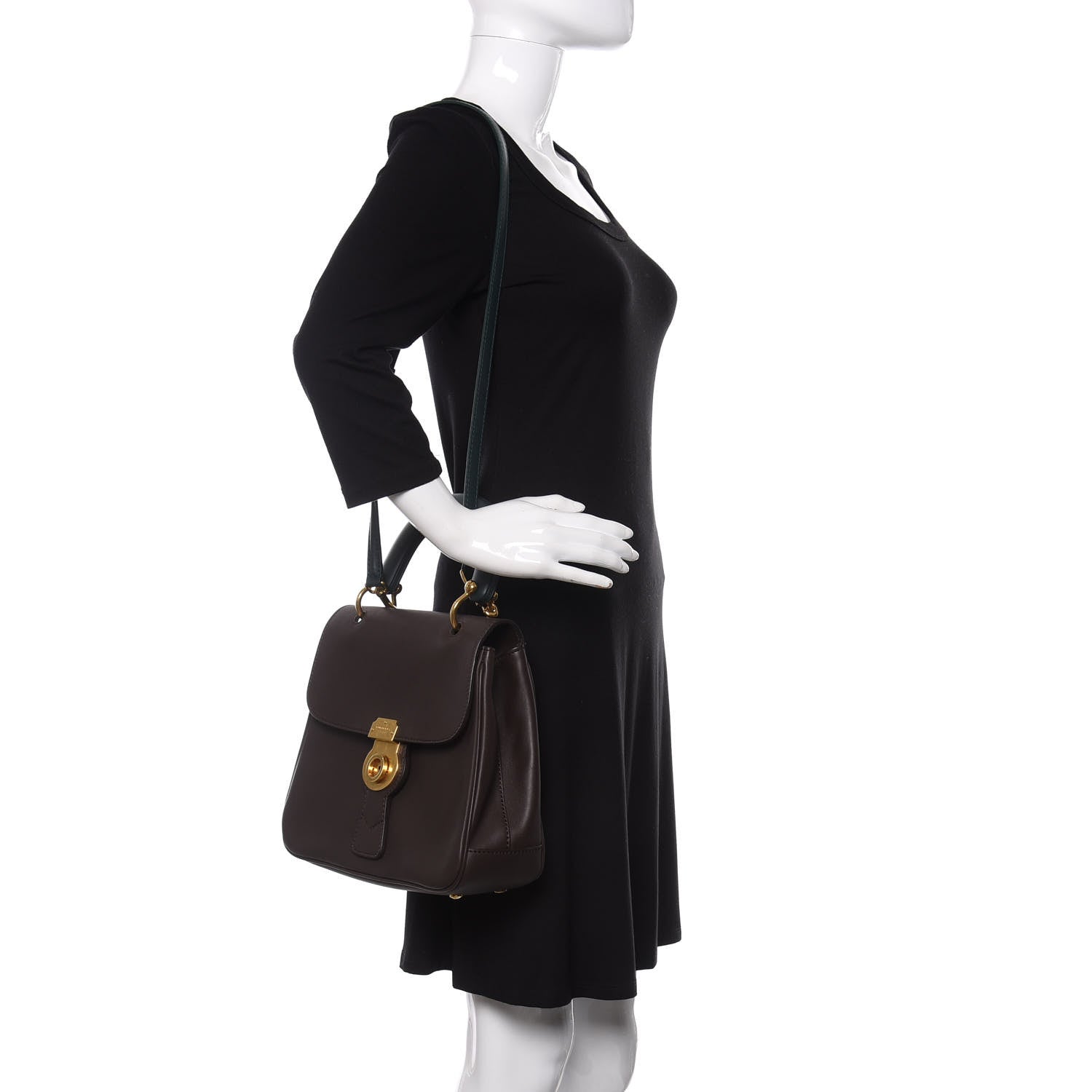 Burberry Trench Calfskin Medium DK88 Top Handle Bag Dark Chocolate 2 of 10