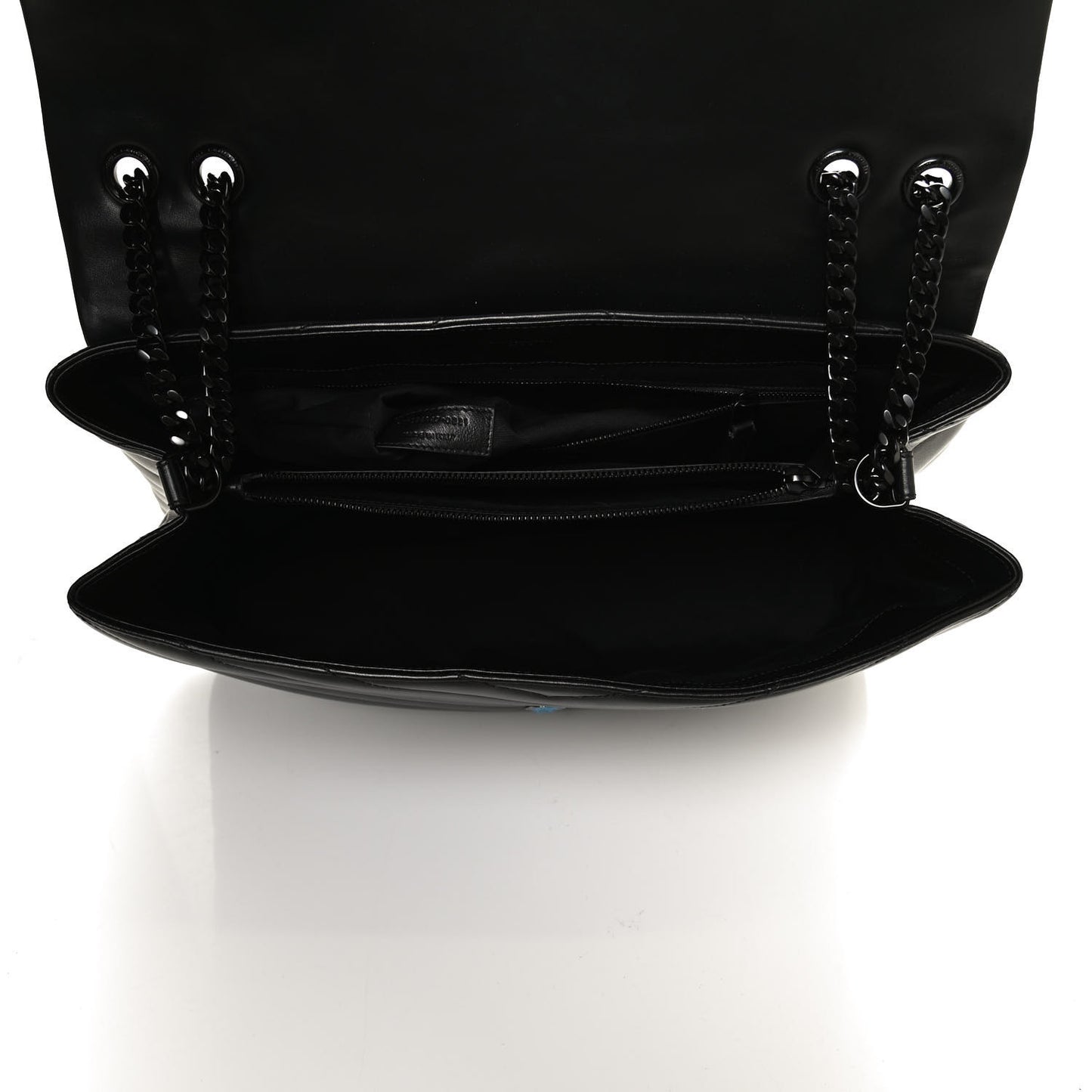 Calfskin Y Quilted Monogram Large Loulou Chain Satchel Black