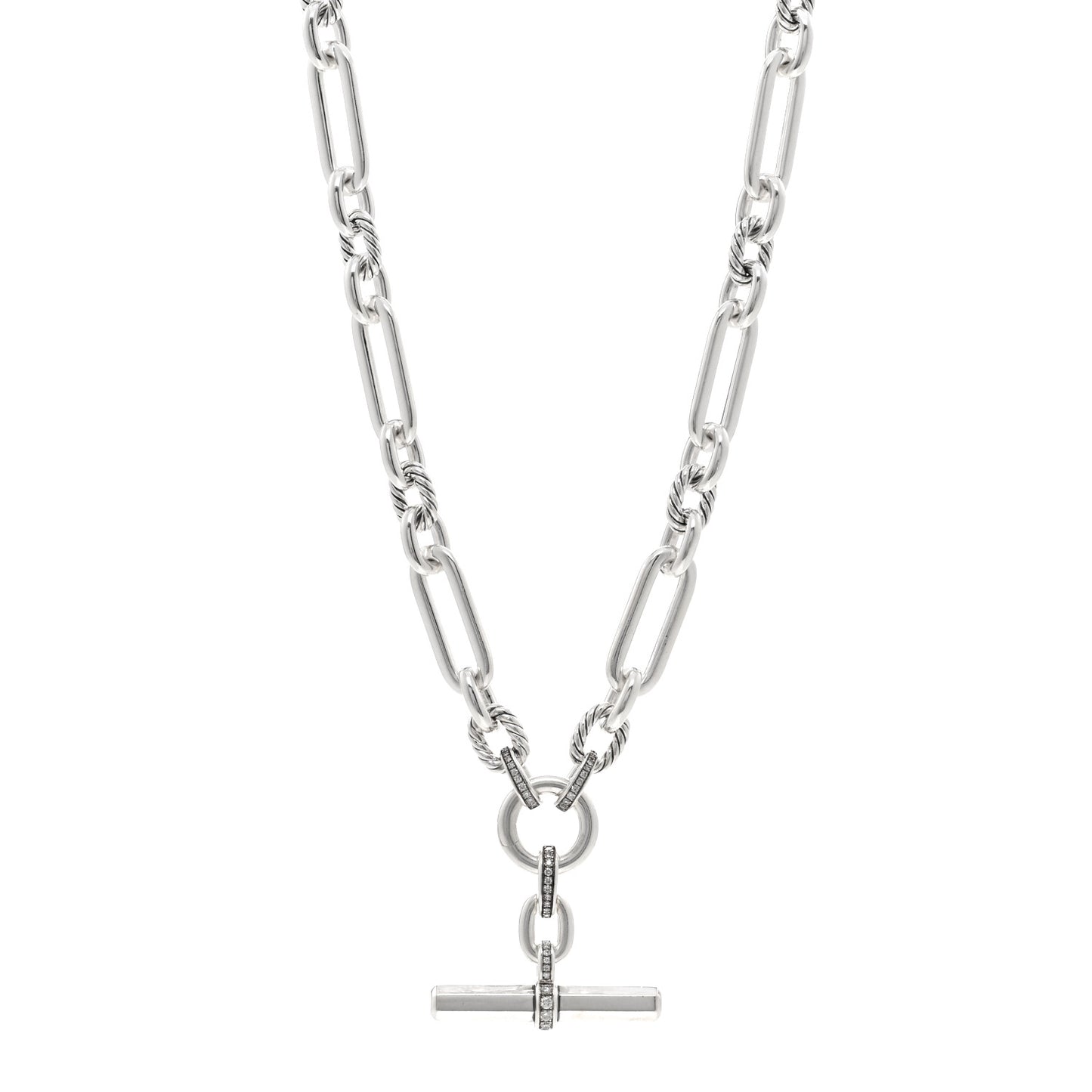 Sterling Silver Diamond 9.8mm Lexington Chain Necklace 21"