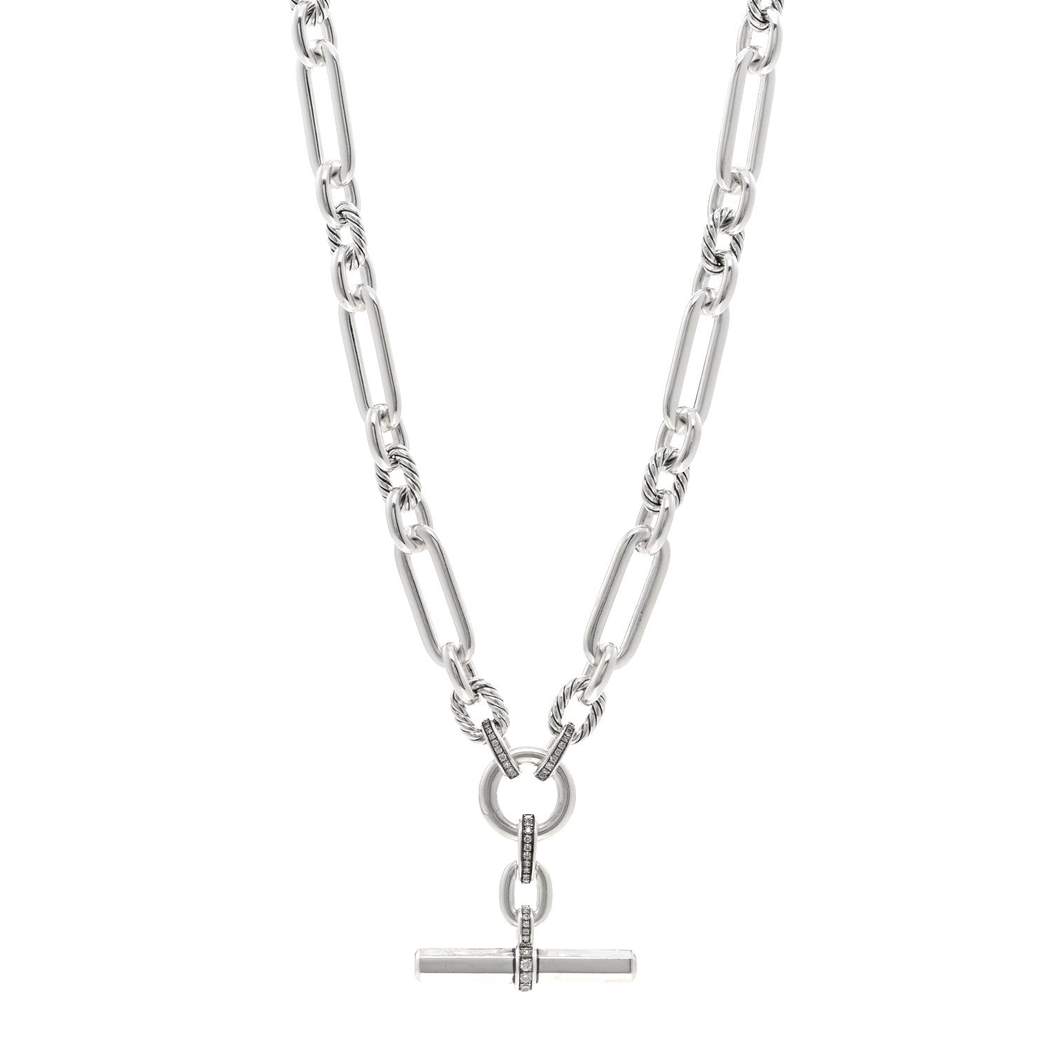 David Yurman Sterling Silver Diamond 9.8mm Lexington Chain Necklace 21" 1 of 4