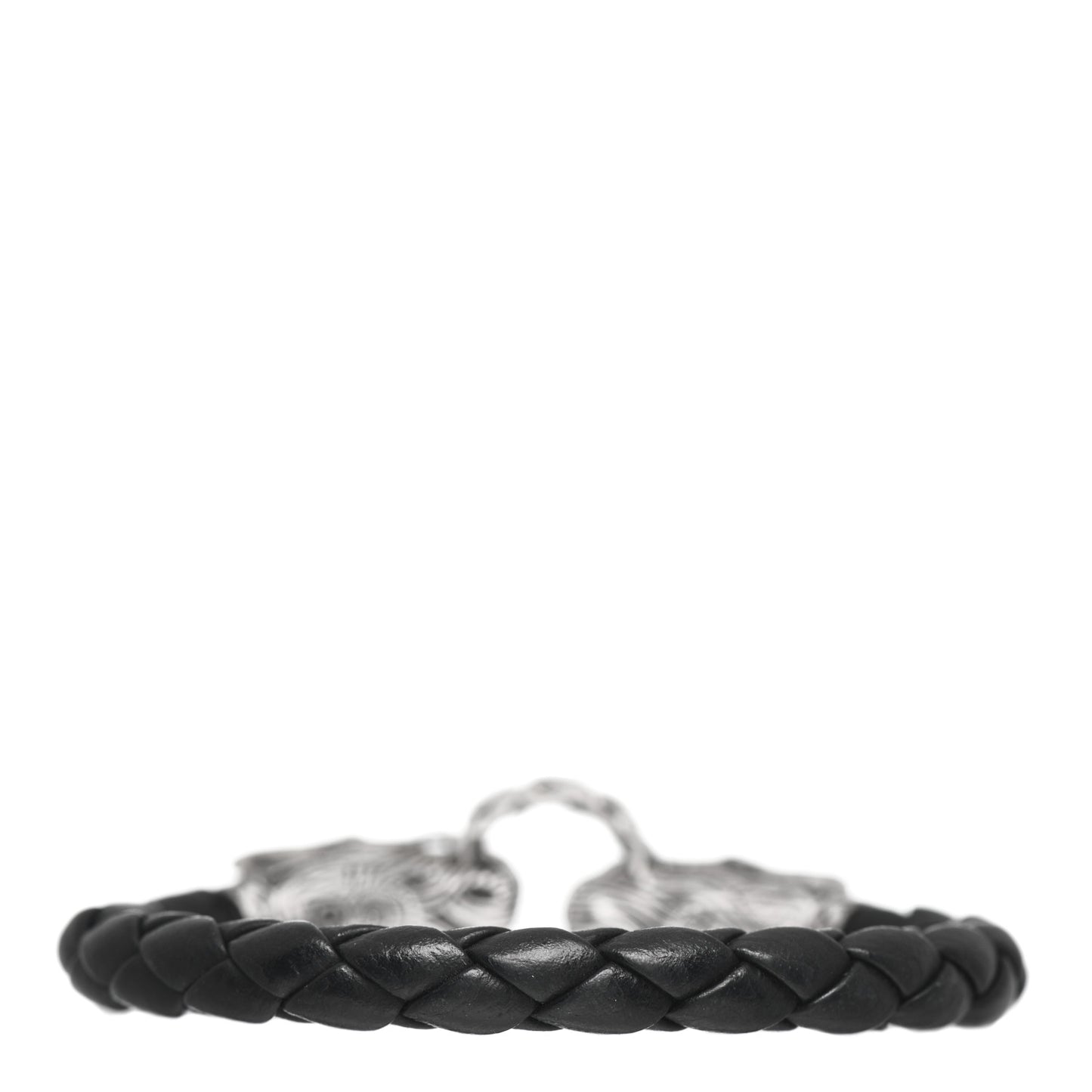 Sterling Silver Leather Naga Dragon Legend Bracelet Black