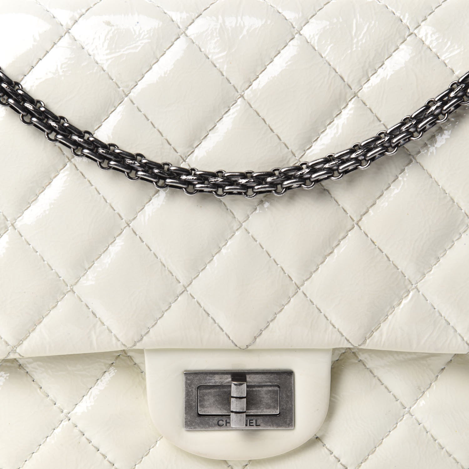 Chanel Distressed Patent Quilted 2.55 Reissue Flap 227 White 15 of 15