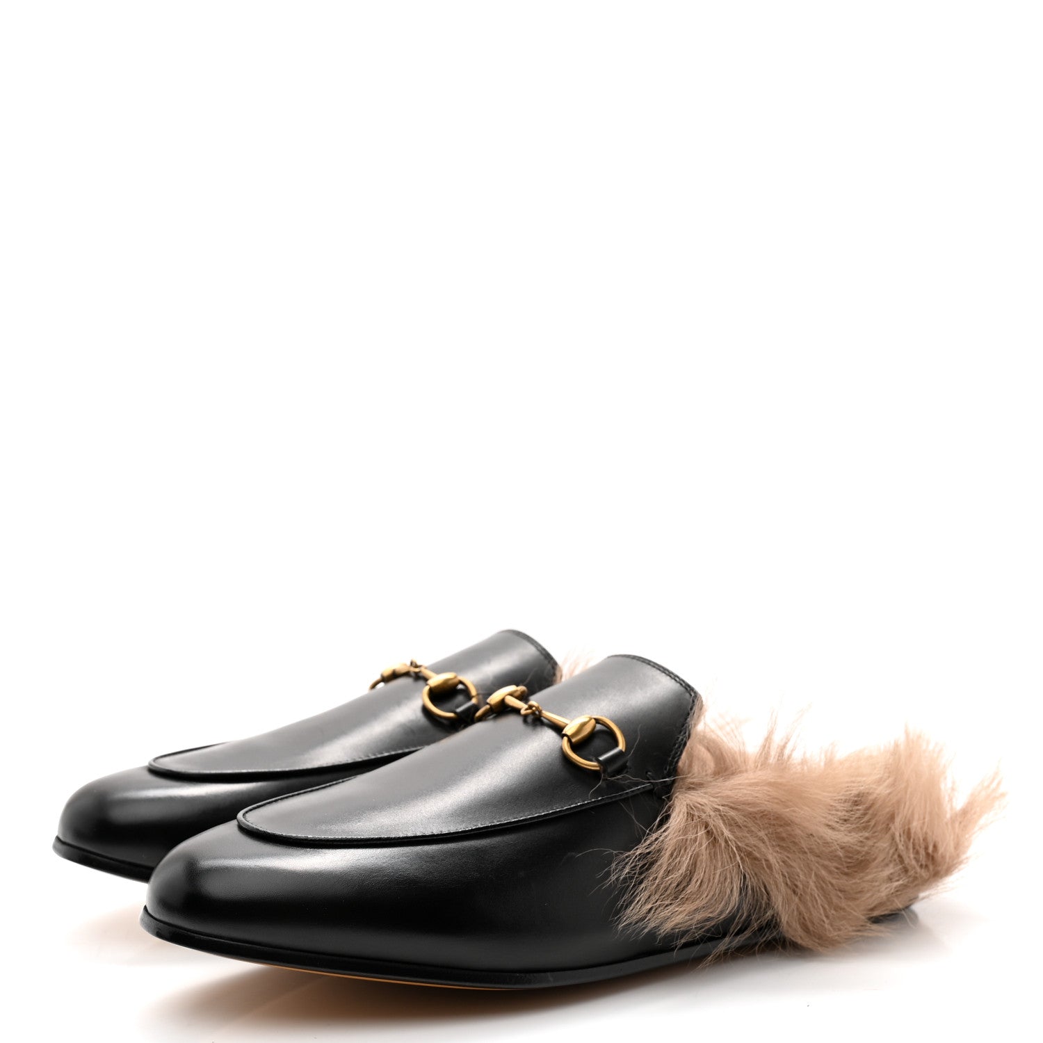 Gucci Calfskin Fur Womens Princetown Slippers 40.5 Black 3 of 10