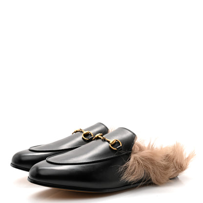 Gucci Calfskin Fur Womens Princetown Slippers 40.5 Black 3 of 10