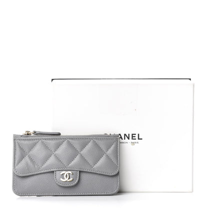 Chanel Caviar Quilted Flap Zip Card Holder Grey 10 of 10