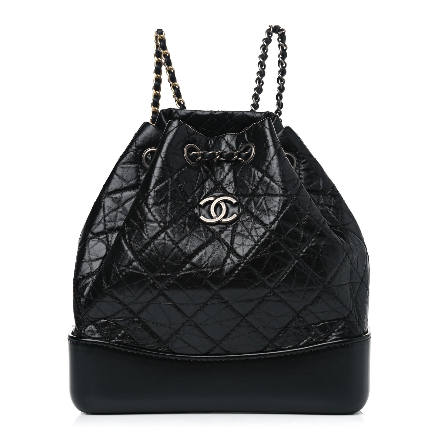 Aged Calfskin Quilted Small Gabrielle Backpack Black