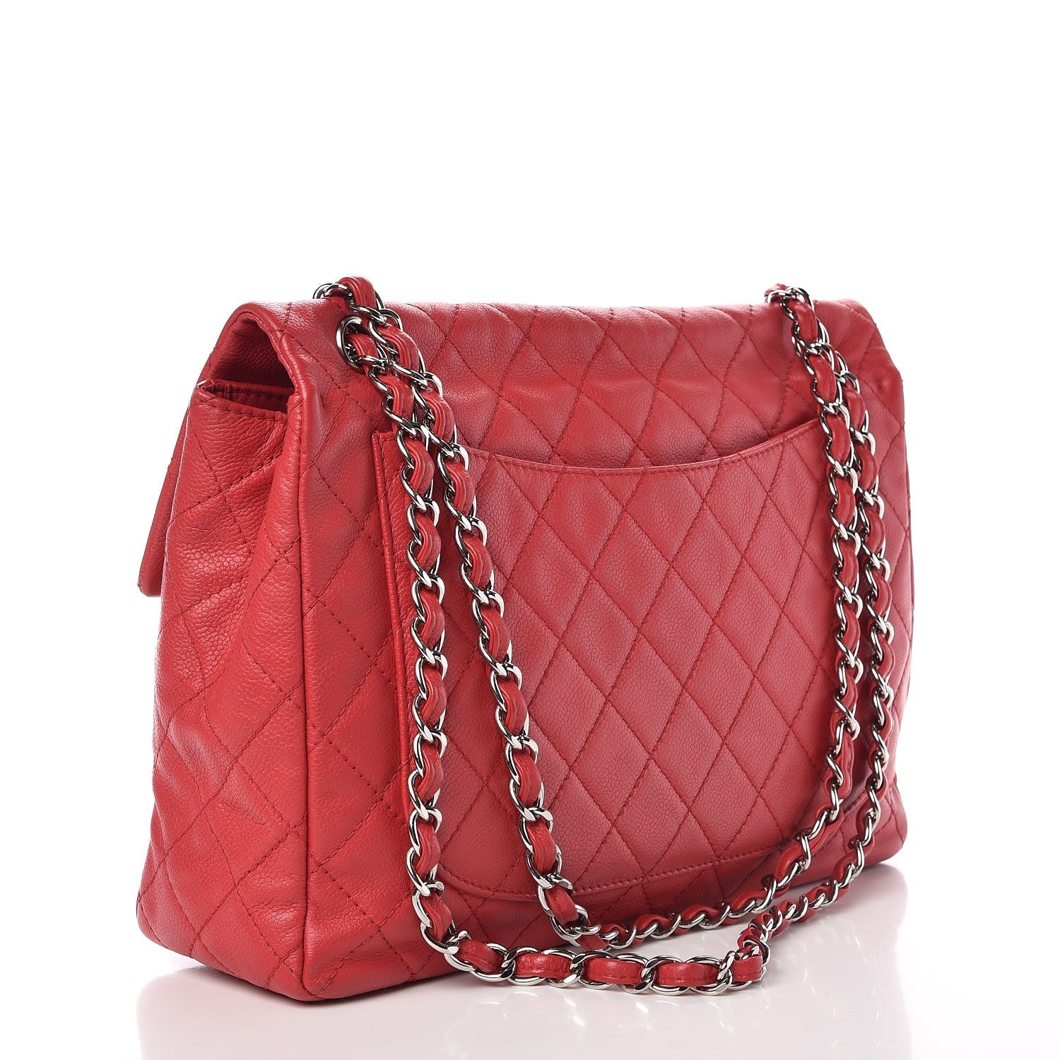 Chanel Washed Caviar Quilted Maxi Single Flap Fuchsia 3 of 7