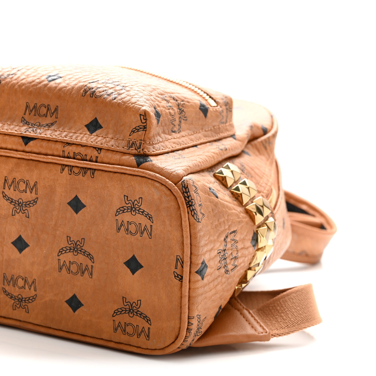 MCM Visetos Side Stud Mini Stark Backpack Cognac 8 of 8