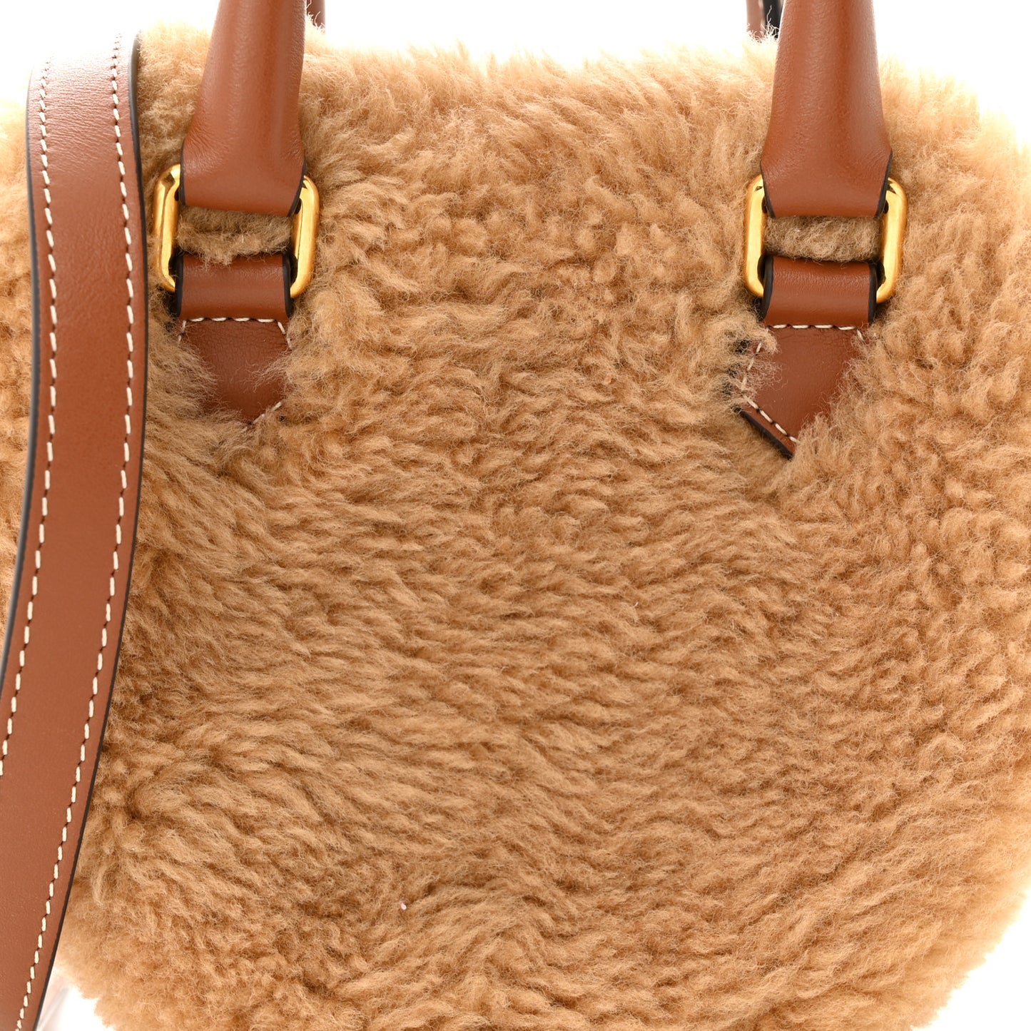 Calfskin Fluffy Shearling Bag Beige
